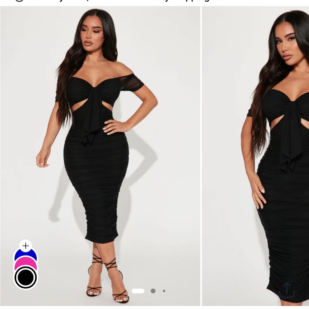 Fashion Nova Black Off-Shoulder Midi Dress
